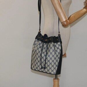 GUCCI GG Supreme Sherry Line Shoulder Bag PVC Navy Red 41 02 034 Auth 116512